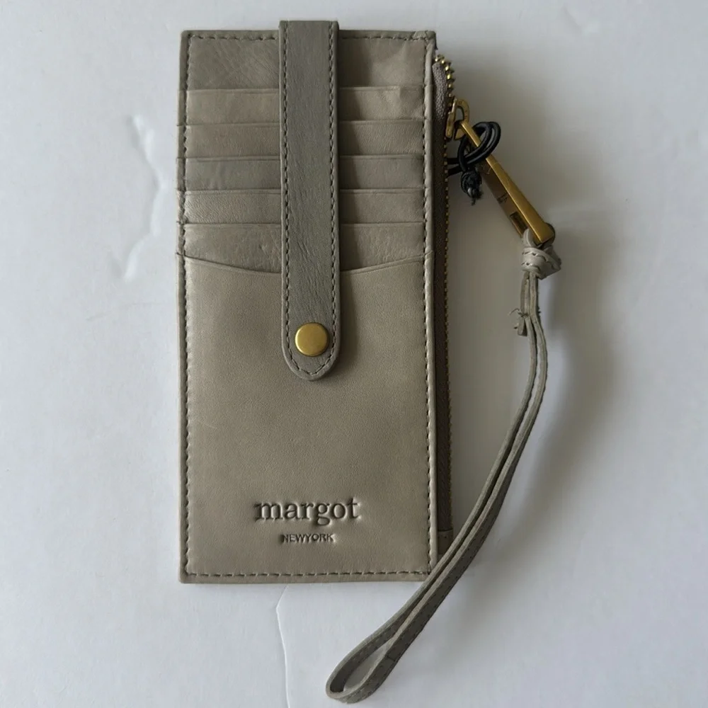Margot Grey slim leather Card case wallet wristlet
